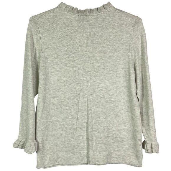 NWT Ann Taylor Factory Light Gray Ruffled Neck & Cuffs Sweater, XL, 3/4 sleeves - Picture 3 of 6